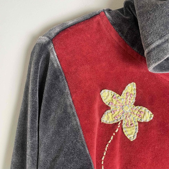 Himalayan Handmade Womens Velour‎ Grandma Core Patchwork Floral Hooded Jacket M - Picture 3 of 10